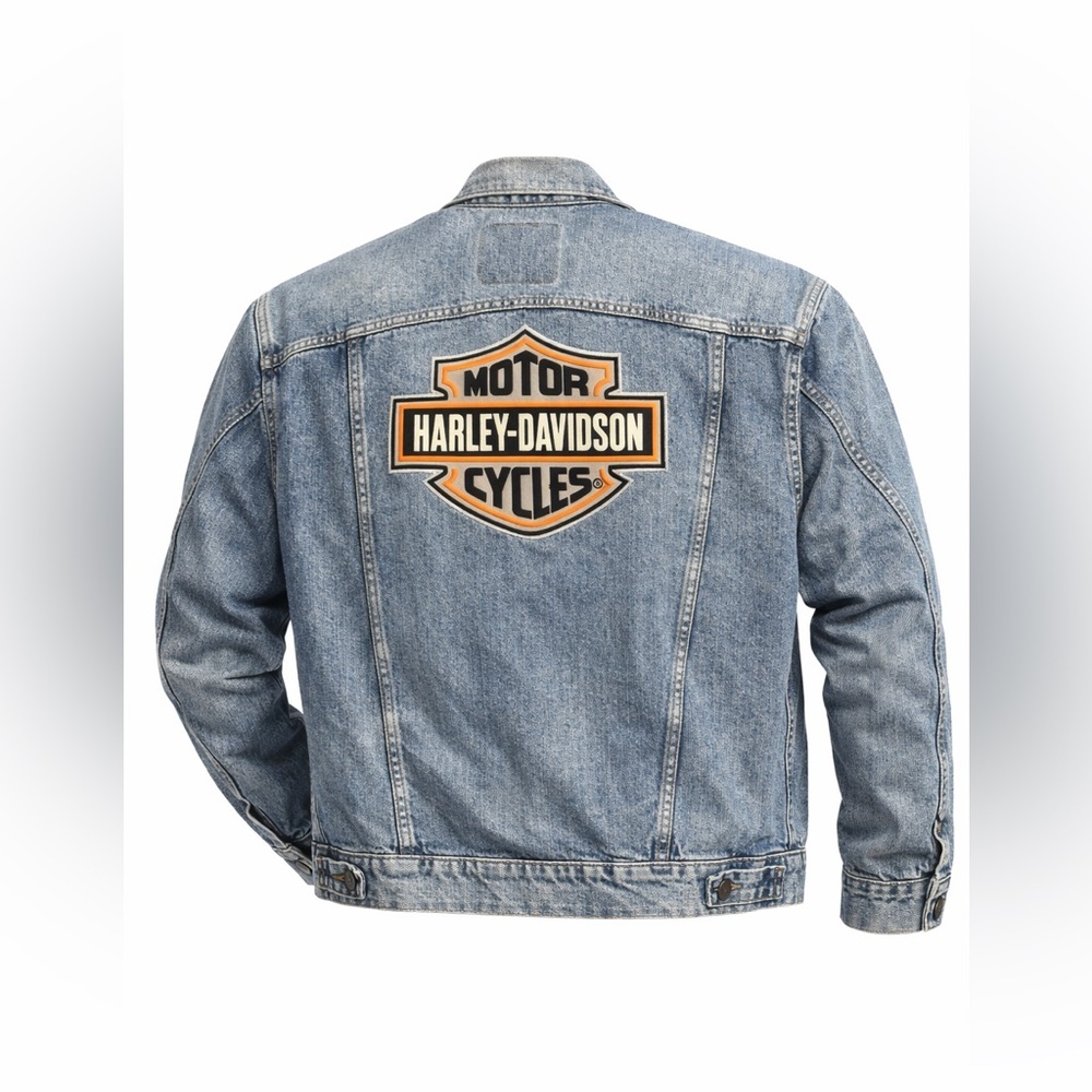 Vtg 80s Levi’s Denim Tucker Jacket Harley-Davidson Patch Made in USA Sz XL​​​